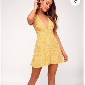 yellow floral mini dress